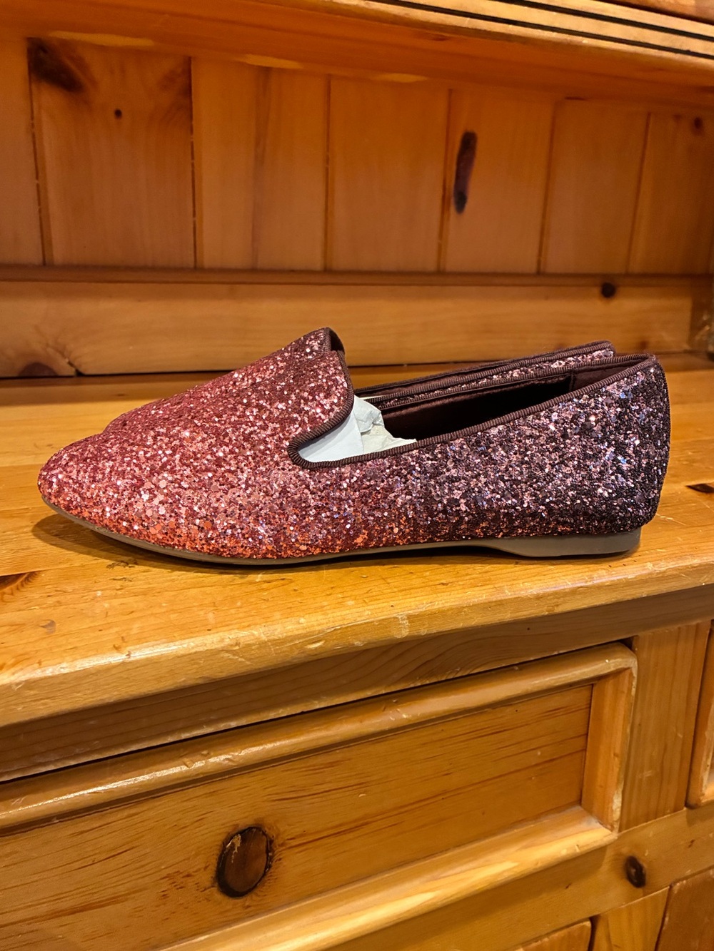 Birdies The Starling Rose Gold Glitter Loafer Flats Size 6 New - Picture 5 of 9